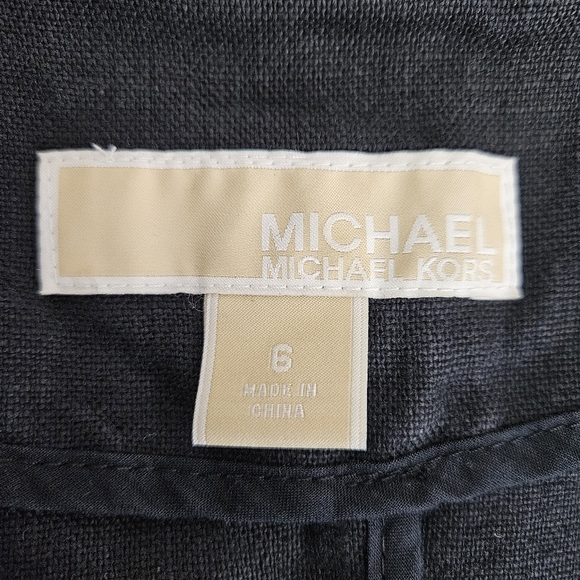 Michael Kors Blazer Linen Black Ruched 3/4 Sleeve 1 Button Jacket 6 - Picture 5 of 9